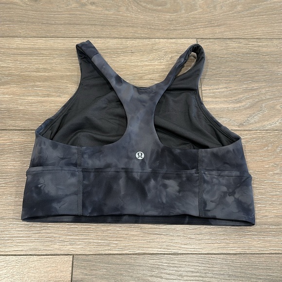 LULULEMON Diamond Dye Pitch Grey Graphite Grey Wunder Train Longline Bra Size 8 - Picture 3 of 12
